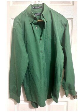 Tiger Hill Men's Long Sleeve Dress Shirt Top Green Performance Poplin Size XL